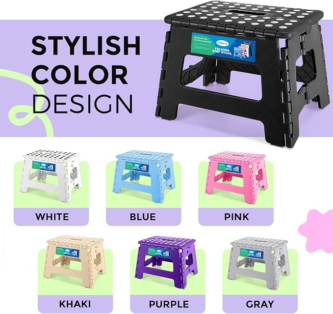 Dyforce Kids Step Stool 9 Inch, 300lbs Folding Step Stool for Toddler | Step stool for kids Black,Anti-slip Heavy Duty with Handle, Lightweight Foldable Stool for Bathroom Kitchen Bedroom Outdoor - Image 9
