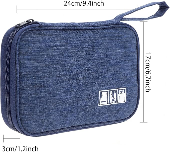 Yamrots Travel Cable Organizer, Electronic Organizer Travel Case, Portable Storage Bag for SD Card, Charger, Power Bank, Earphone (Navy blue) - Image 2