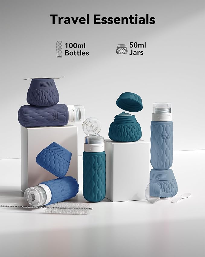 Travel Bottles for Toiletries Silicone Travel Size Containers 3.4oz 1.7oz | Travel Essentials TSA Approved Leakproof Refillable Squeeze Bottles with Labels/Clear Bag for Shampoo, Conditioner, Creams - Image 2
