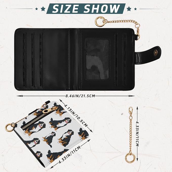 Dog Bernese Mountain Women's Wallets RFID Blocking,Credit Card Holder Bifold Wallet,Slim Card Cases,PU Leather Travel Wallet for men Girls - Image 3