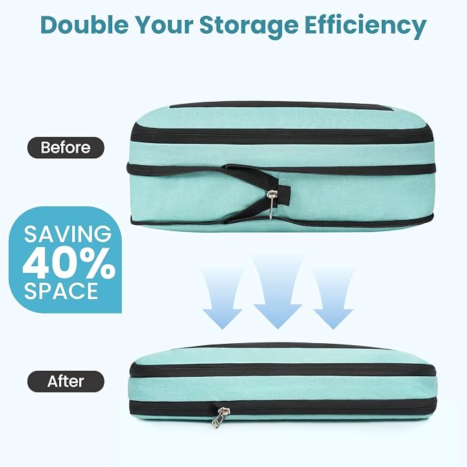 BAGAIL 8 Set Compression Packing Cubes, Expandable Luggage Organizer Bags for Travel Accessories (Mint) - Image 2