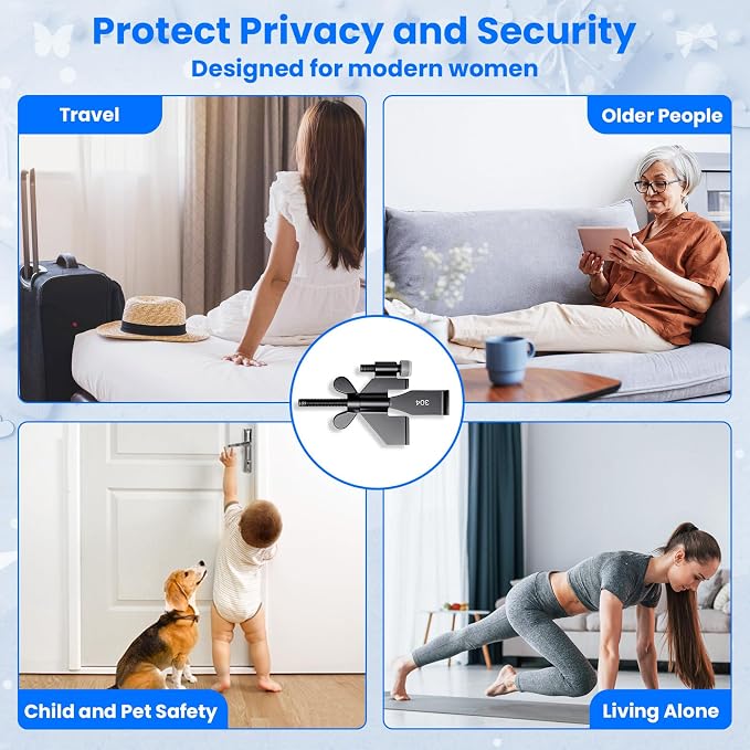 2 Pack Portable Door Lock, Hotel Travel Door Lock Security for Home, Black | Hotel Safety Device for Door Security, Portable Lock for Hotel Room, Apartment, College Dorm and Travel - Image 7