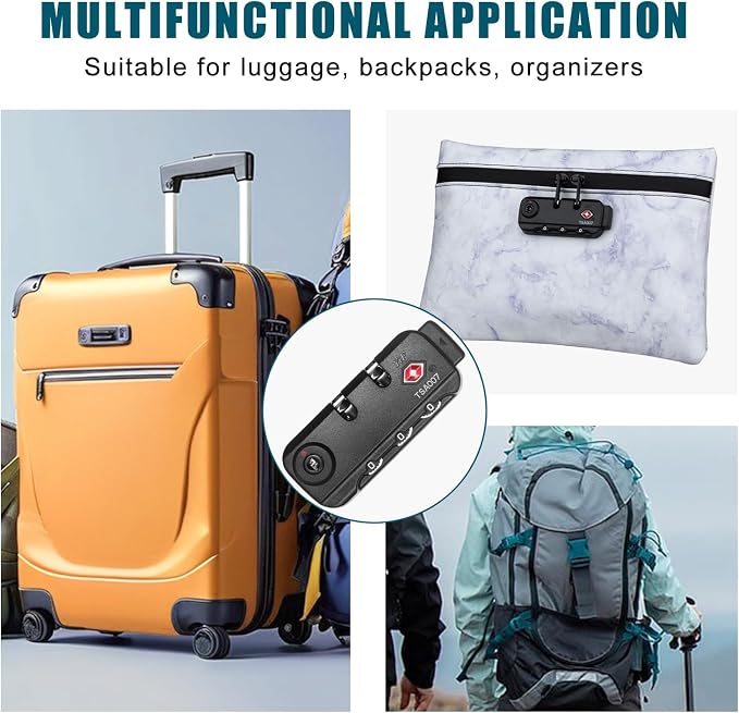 TSA Approved Combination Lock, 2 PCS | Suitable for Luggage, Backpacks, Handbags, With 2 PCS Spare TSA-007 KEY - Image 6