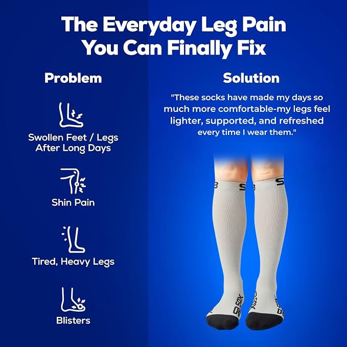 SB SOX Compression Socks for Men & Women (15-20mmHg) | Best Compression Socks for Flying, Medical, Sports, Wide Calf Fit, Pregnancy, and Daily Wear - Image 5