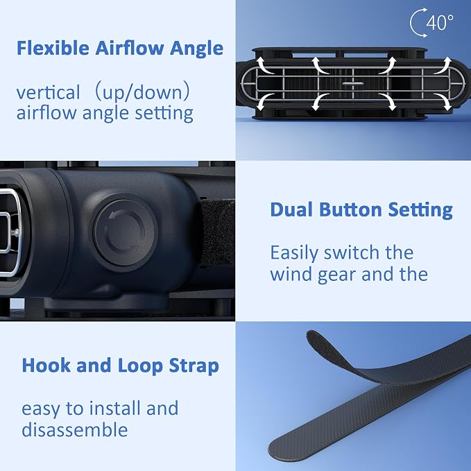 ElfTrip Car Seat Fan with Dual Air Outlets, Corded USB Car Fans for Kids for Driver Passenger, Stronger 3 Speeds, Forward or Backward Airflow, Fits in Most Car SUV (1 Pack No-Recharge Plug-in to Work) - Image 9