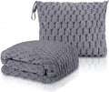 Travel Blanket with Bag, Soft Fleece Portable Airplane Blanket, Grey | Soft fleece travel blanket 50x60in grey. 5-in-1: pillow, lumbar support, shawl, hand warmer. Washable, luggage sleeve, clip. by Unknown