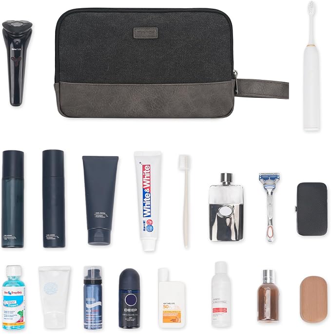 WANDF Travel Toiletry Bag for Men, Canvas Shaving Dopp Kit | Wet Separation, Water-Resistant Fabric, Travel Bag for Toiletries, Shaving Accessories, Weekend Trips - Image 8
