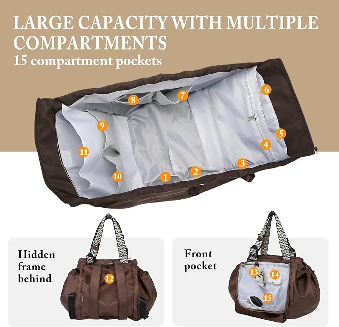 Travel Tote Bag for Women Men | 36-55L Expandable Weekender Overnight Bag, Luggage Sleeve, Water Resistant Gym Duffel Bag - Image 4