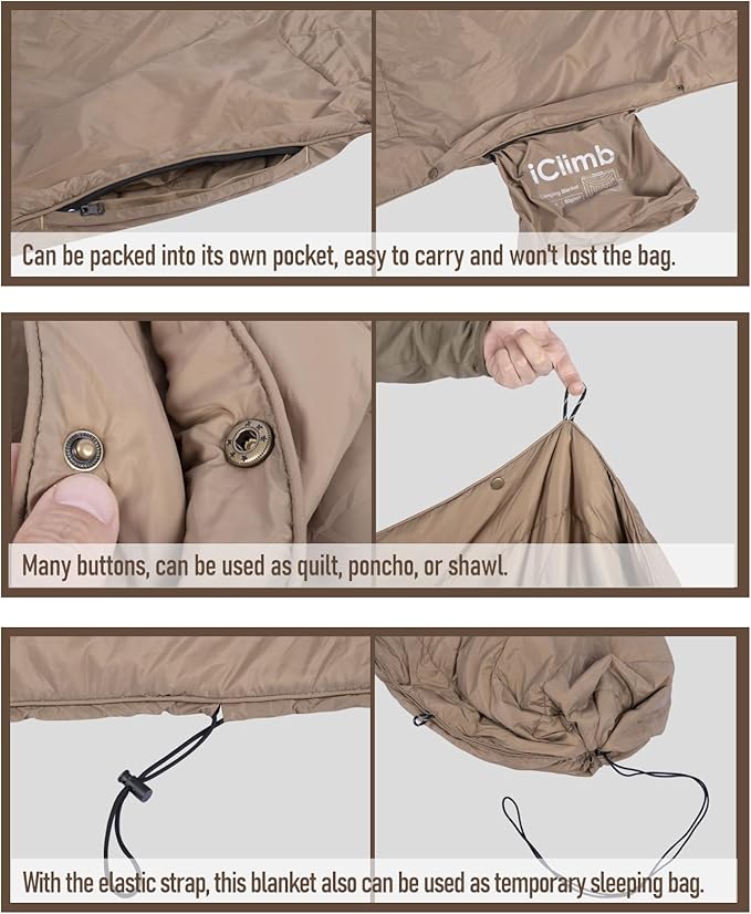3M Thinsulate Insulation Warm Camping Blanket Ultralight Compact - Image 4