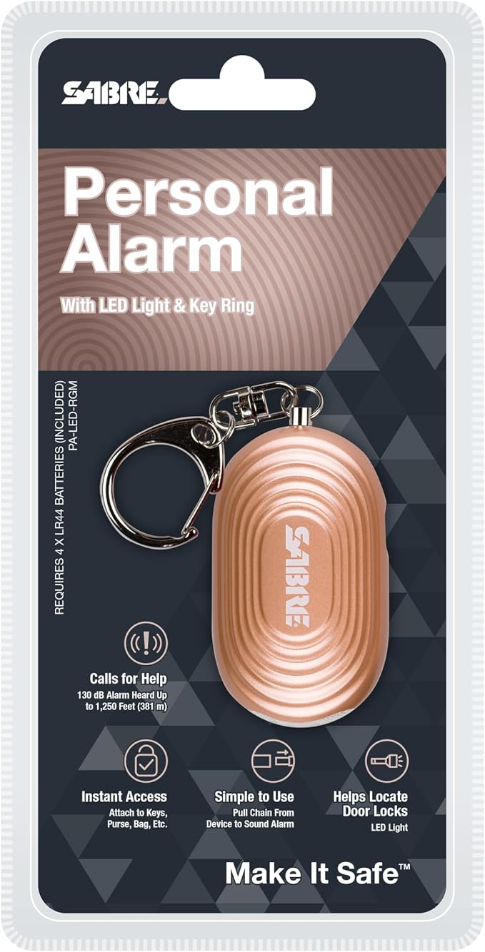 SABRE 2-in-1 Personal Alarm with LED Light, 130dB Personal Safety Siren, Snap Hook for Instant Access, 1,250 Foot (381 Meters) Range, Compact Design for Easy Attachment to Purse, Bag, or Keys - Image 7