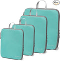 (Not Made In China) Compression Packing Cubes For Travel, Suitcase and Luggage Space Saver Organizer Bags, Lightweight, Waterproof Nylon, Durable, 4pc Set, Lake Blue by Carrywell
