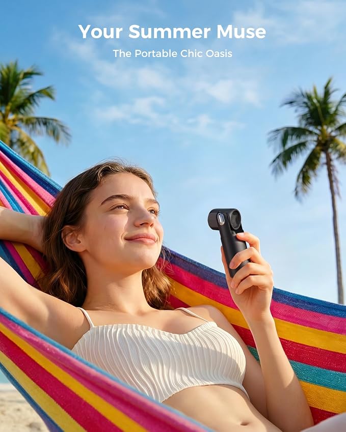 SWEETFULL Portable Mini Handheld Fan - Rechargeable Personal Turbo Hand Fan | 5 Speeds, 17000RPM, 315° Adjustable, Pocket Fans for Makeup & Lash, Travel Essentials, Gifts for Women (Black) - Image 7