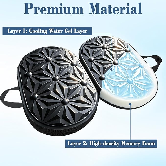 Cooling Gel Enhanced Memory Foam Seat Cushion, Desk Chair Seat Cushion, Office Chair Cushions, Foldable Portable, Back Sciatica Coccyx Tailbone Pain Relief, Driving Car Airplane Wheelchair Bleachers - Image 4
