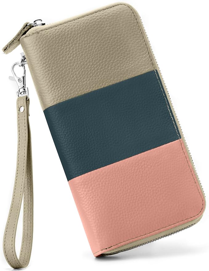 Moflycom Womens Wallet RFID Blocking Genuine Leather Multi Credit Card Large Capacity Zip Around Clutch Travel Purse Wristlet by Moflycom