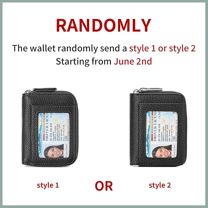 RNIEGA Credit Card Holder Wallet RFID Blocking Leather Small Wallet for Women Double Zipper Wallet with ID Window - Image 2