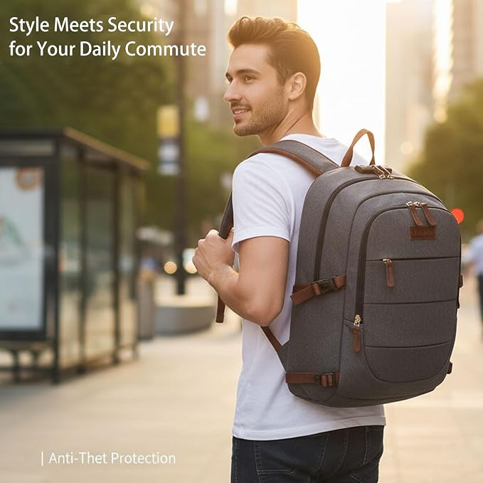 Tzowla Canvas Laptop Backpack-Anti Theft Bag for Men Women,Rucksack Fits 15.6Inch Laptop, Work Travel with Lock - Image 7