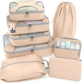 Shacke 8 Set Packing Cubes for Travel, Shoe & Toiletry Bags (Nude Biege) | Complete Suitcase Organizer Bags Set: 4 Luggage Packing Cubes + Laundry, Shoe, Toiletry & Accessories Bags for Any Trip by Shacke