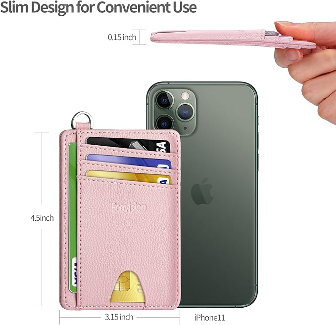 Slim Minimalist Front Pocket Wallet, RFID Blocking Credit Card Holder Wallet with Detachable D-Shackle for Men Women - Image 7