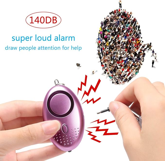 Personal Alarm for Women, 5Pcs 140dB Self Defense Keychain LED Light | Personal Safety Alarm with LED Light Panic Button for Women Kids and Elders (Black, Blue, Purple, Rose Gold,Green) - Image 2