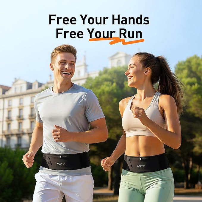 AGPTEK Slim Running Belt with Waterproof Phone Pocket for Women & Men | Hook & Loop Design,Breathable and Reflective for Jogging, Workout and Running, L - Image 9