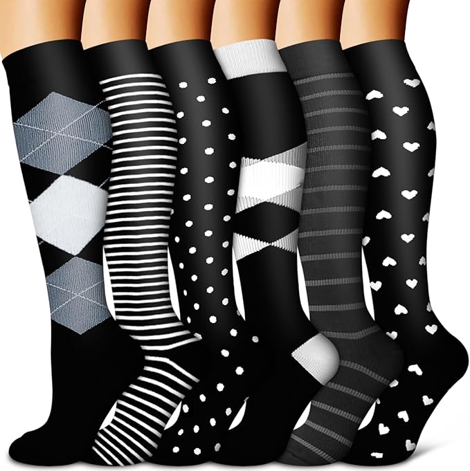 Copper Compression Socks for Women & Men (6 pairs) - Best Support for Nurses, Running, Hiking, Recovery by BLUEENJOY