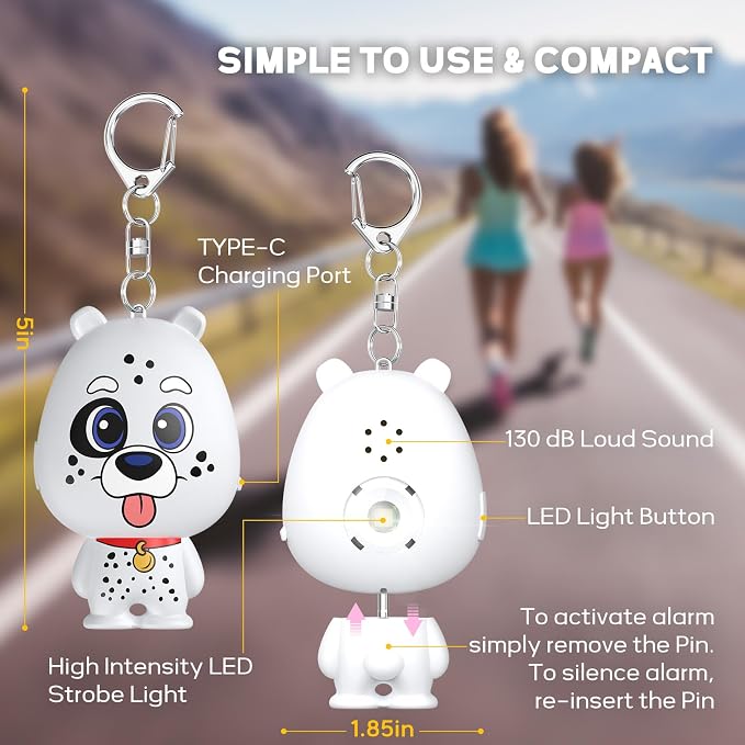 Rechargeable Personal Alarm for Women – 130dB Loud Emergency Alarm Keychain with Strobe Light, Self-Defense Safety Alarm with Low Battery Alert for Women, Kids & Seniors - Image 5