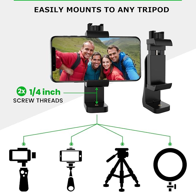 iPhone Tripod Mount Adapter with Bluetooth Remote - Fits All Phones - Image 9