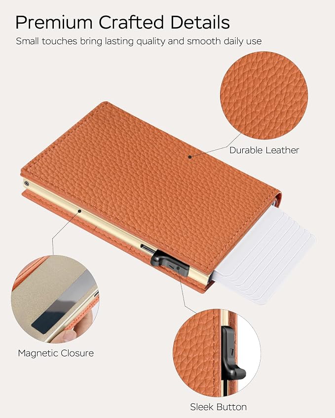 RFID Wallet for Women - Small Minimalist Trifold | 2026 Trendy Vibrant Orange, Anti-Theft Pop Up Card Holder, Ultra Slim Fits Most Bags, Holds 11 Cards 10+ Bills, Gift for Her - Image 6