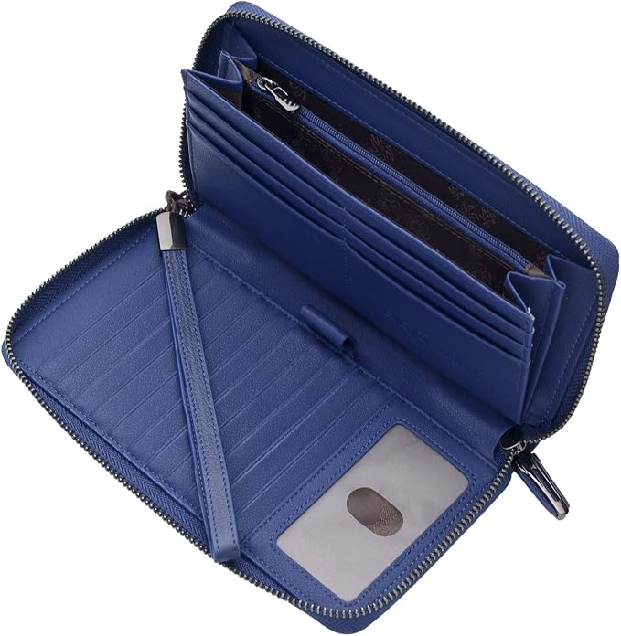 Bveyzi Women RFID Blocking Wallet Leather Zip Around Phone Clutch Large Capacity Ladies Travel Purse Wristlet by Bveyzi