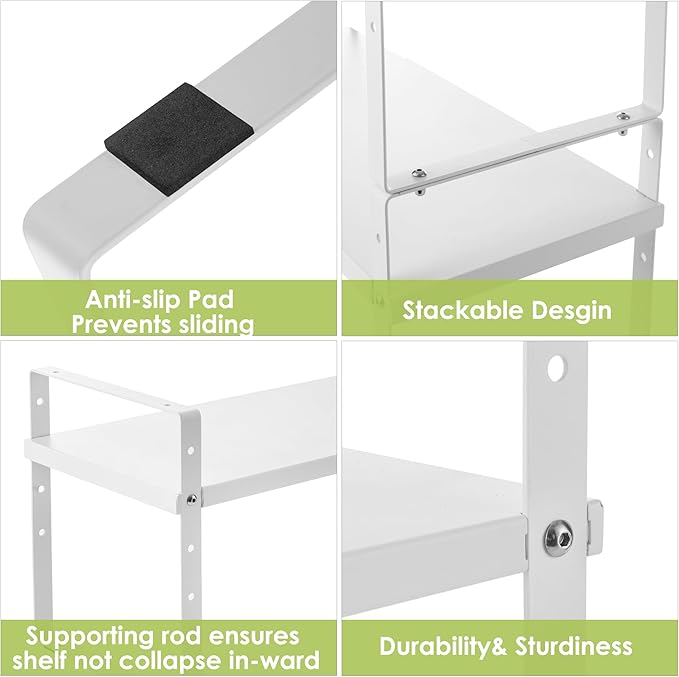 Across-Star Expandable Cabinet Shelf Organizer Rack, Stackable Kitchen Counter Storage Shelves Stand, Adjustable Height Pantry Shelf Spice Rack - Image 6