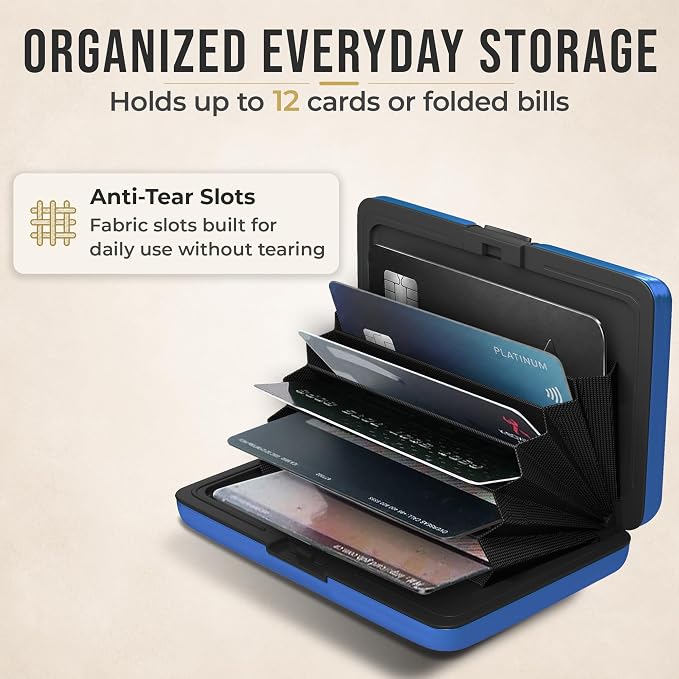 TopMost Aluminum Wallet, Card Case Wallet, Metal RFID Credit Card Holder for Men & Women, 6 Cotton Slots for 10-12 Cards And Bills, Rfd Protective - Image 4