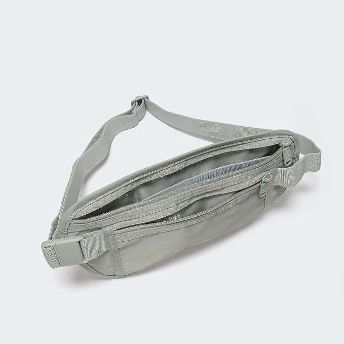 Pander RFID Blocking Travel Money Belt – Hidden Waist Pouch for Passport, Cash, Cards, Slim Belt Bag for Men and Women, Light Grey - Image 5