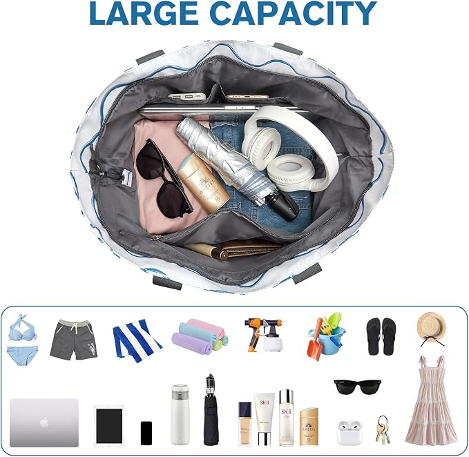 G4Free Beach Bag, Waterproof Sandproof Beach Tote Bag, Large Capacity Foldable for Women - Image 6