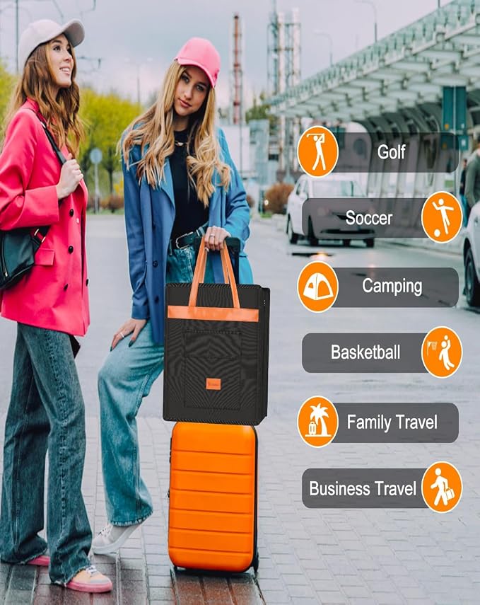 Yotako Shoe Bag for Travel with Leathers Handle Black | Shoe Organizer with Pockets,3 in 1 Hanging Luggage Shoe Storage Bag,Travel Shoe Bag for Women Men Fit 6 PCS Shoes - Image 7