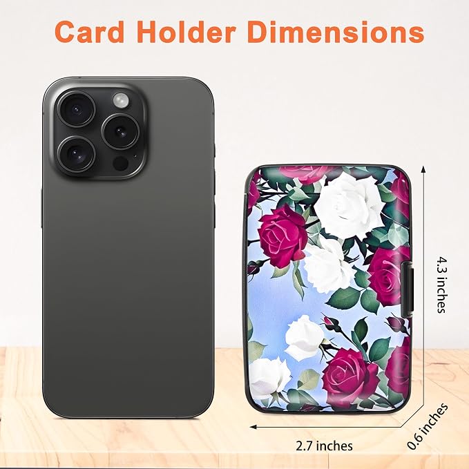 Mayski Credit Card Holder for Women RFID Blocking Wallet, Rose | Card Wallets for Women Small Mini Business Metal Accordion Aluminum Alloy Hard Case for Men - Image 5