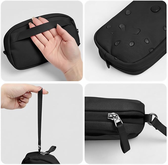 Anti-Tangle Cable Organizer Bag for 3ft+ Cords, Black | Water-resistant Oxford fabric case with 8 compartments and padded lining. Includes 8 cable ties for travel. - Image 5