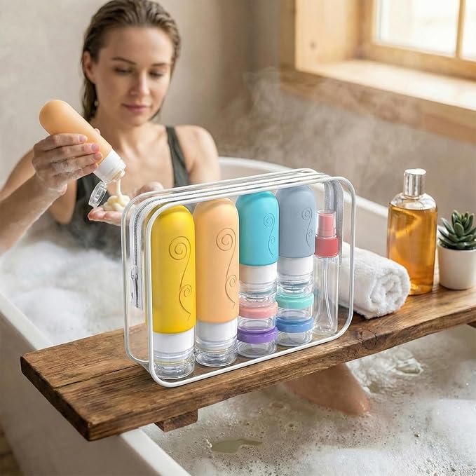 vodvob 16 Pack Travel Bottles Set for Toiletries, TSA Approved Travel Containers Leak Proof Silicone Squeezable Travel Accessories 2oz 3oz for Shampoo Conditioner Lotion Body Wash (BPA Free) (Orange) - Image 3