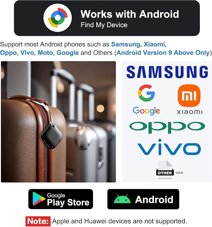 Tracker Tag for Android, Luggage Tracker with Case, Works via Google Find Hub App, Bluetooth Tracker Item Finder for Key, Backpack, Travel and Commute (black4) - Image 2