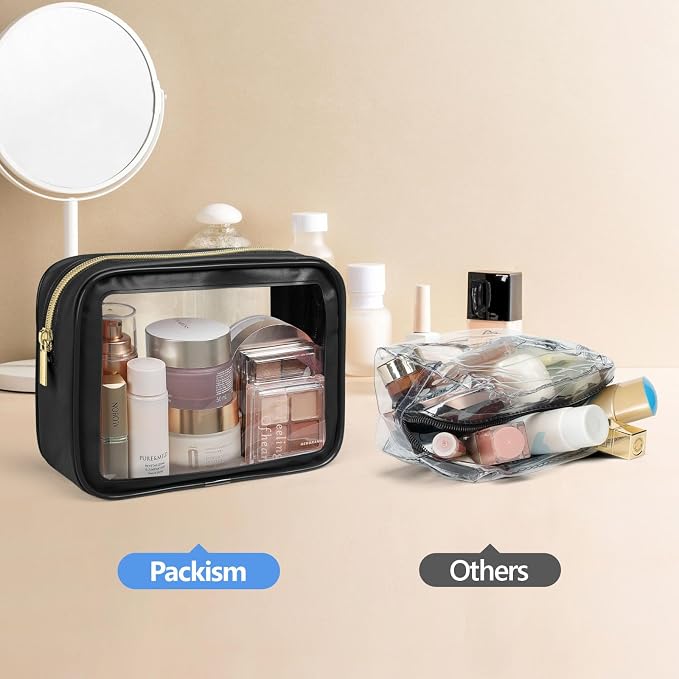 Clear Makeup Bag Foldable - TSA Approved Toiletry Bag for Travel | Metal Zipper, Reinforced Seam, Water Resistant, Medium for Carry-on, Large for Checked Luggage, for Car Storage Organizer - Image 6