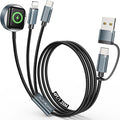Airplane Travel Essentials Multi Charging Cable for Apple Watch Charger | 4FT for iPhone Charger and USB C Charger,Cruise Gadgets RV Essentials for iWatch Series/iPhone 17-11/Samsung S25 by Autallgee