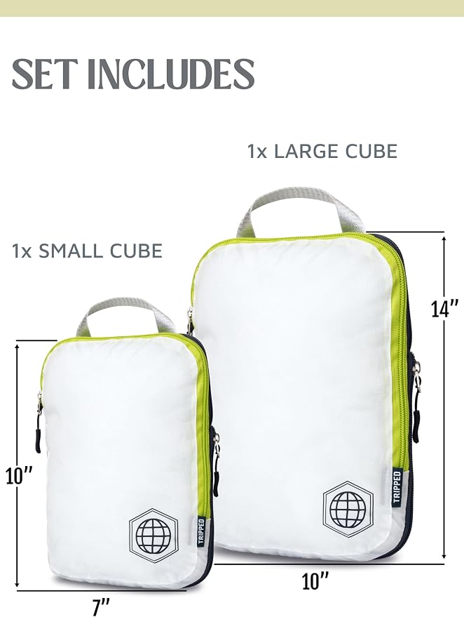 TRIPPED Travel Gear Compression Packing Cubes for Carry-On Travel 2-Pack | Ultralight Ripstop Packing Cubes with Compression Zippers for Organized Carry-On Luggage, Backpack, and Travel Packing - Image 3