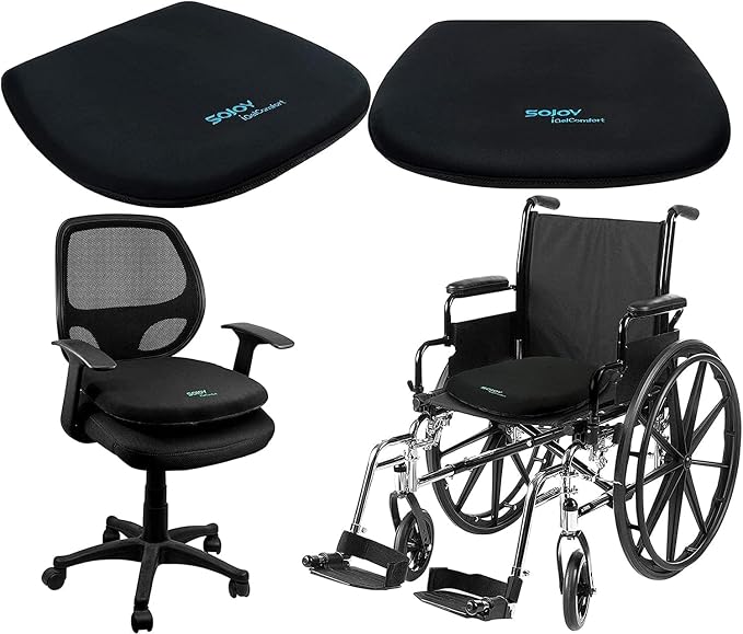 Coccyx Gel Seat Cushion- Orthopedic Memory Foam Chair Cushions for Home Kitchen Office Desk Car Truck Airplane (Black) - Image 5