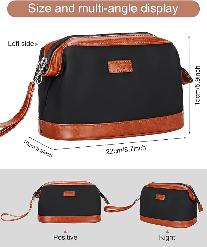 Relavel Travel Makeup Bag, Cosmetic Bag with Multiple Function | Zipper Pouch for Purse Large Capacity Toiletry Bag Portable Waterproof Travel Accessories Skincare Make Up Bag, Brown - Image 2