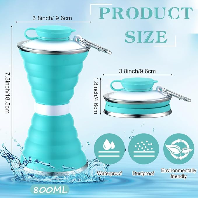 Nuenen 6 Pcs Collapsible Water Bottles 17 oz Silicone Foldable Water Bottles Portable Travel Water Bottle with Buckle for Camping Hiking Sports Outdoor Gym Summer (Bright Color) - Image 2