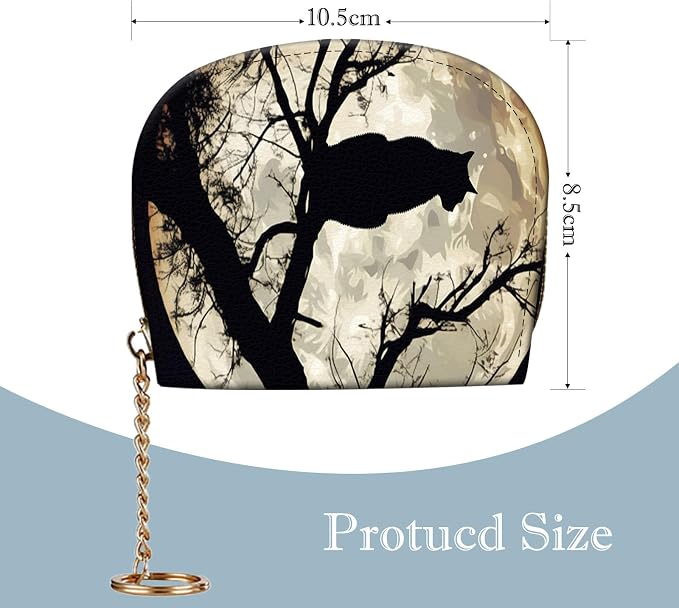 Women's Slim RFID Wallet – Compact Leather Card Holder Wallet for Women, 9 Card Slots RFID Blocking Credit Card Organizer, Small Travel Wallet - Cat and Moon - Image 2