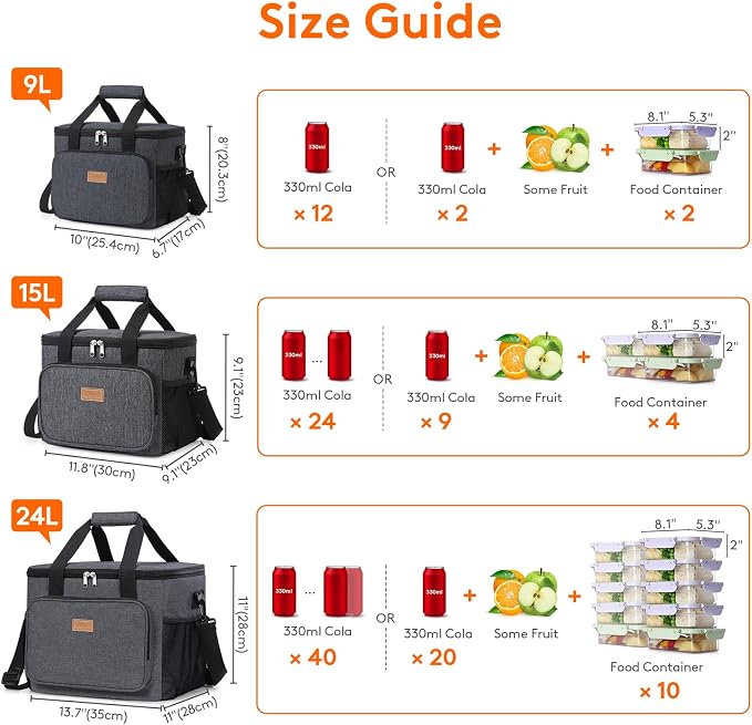 Lifewit Large Lunch Bag, Insulated Lunch Box, Soft Cooler Cooling Tote for Adult Men Women, Dark Gray 40-Can (24L) - Image 4