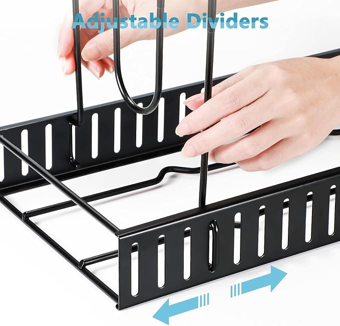 Pots and Pans Organizer Under Cabinet 16.6", 8-Tier Adjustable Rack | 3 DIY Modes, Tool-Free Assembly, Non-Slip, Fits Lightweight Cookware Up to 11", For Kitchen Cabinets, Shelves & Countertops - Image 7