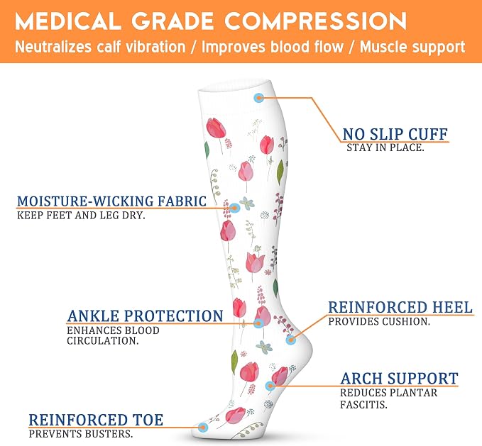QUXIANG Compression Socks for Women & Men 15-20 mmHg, Best for Medical, Nursing, Running, Athletic, Varicose Veins, Travel - Image 6