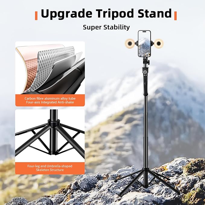 Auto Face Tracking Selfie Stick Tripod for iPhone with Light 360 Rotation that Follows Your Movement 70.9" Camera Tripod Stand with Remote for Content Creator Vlog Live Stream Video Recording - Image 4