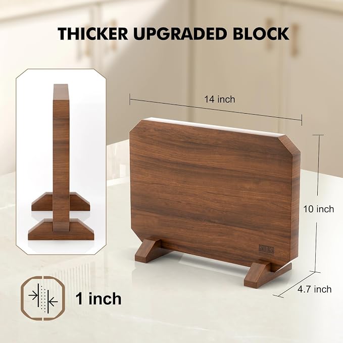 HOSHANHO Magnetic Knife Block, Thickened Acacia Wood Kitchen Knife Holder | Kitchen Knife Stand with Strong Magnets, Multifunctional Double Side Knife Storage Organizer for Kitchen Counter, Ideal Gifts - Image 5